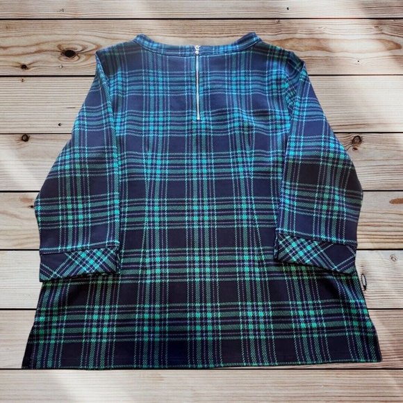 TALBOTS Checkered Mock Neck‎ Long Sleeve Back Zipper Women Sweater Size Medium - Picture 2 of 11